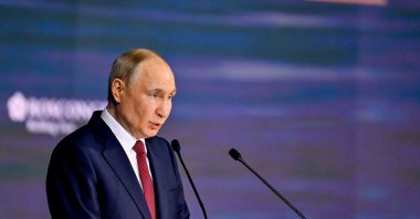 Russian President Vladimir Putin attends the main session of the St. Petersburg International Economic Forum (SPIEF), Friday, June 20. (AA Photo)