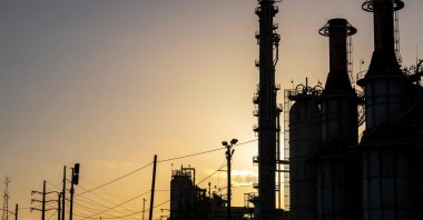 In an aerial view, the LyondellBasell Houston refinery is seen at sunset, Houston, Texas, U.S., June 18, 2025. (AFP Photo)
