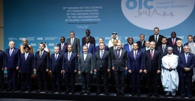 Participants of the summit pose for a family photo, Istanbul, Türkiye, June 21, 2025. (EPA Photo)