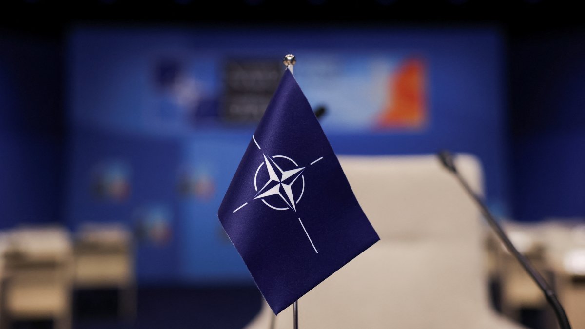 The NATO flag is pictured at the venue of the upcoming NATO summit, The Hague, Netherlands, June 23, 2025. (Reuters Photo)
