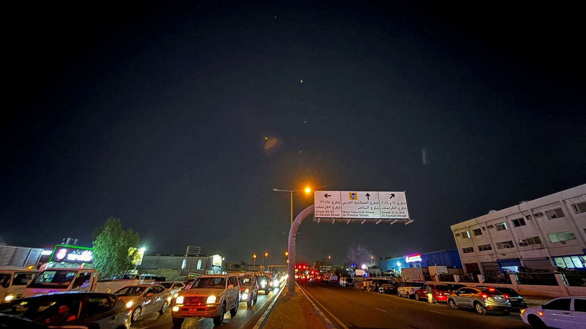 Traces are seen in the sky after Iran&#039;s armed forces say they targeted Al-Udeid air base in a missile attack, Doha, Qatar, June 23, 2025. (Reuters Photo)