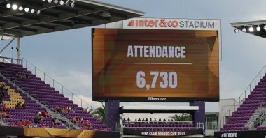 General view as a big screen shows the attendance during the FIFA Club World Cup Group C between Benfica and Auckland City at the Inter &amp; Co Stadium, Orlando, Florida, U.S., June 20, 2025. (Reuters Photo)