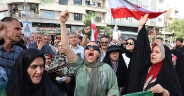 Iranians shout slogans during an anti-U.S. and anti-Israel demonstration in Tehran, Iran, June 22, 2025. (EPA Photo)