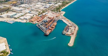 A drone-captured aerial view shows a port in the resort city of Antalya, southern Türkiye, Dec. 13, 2023. (AA Photo)