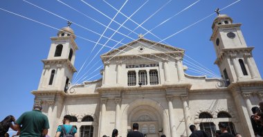 Syrian Christians mourn the victims of the bombing of the St. Elias church and recite prayers at the Holy Cross Church in the al-Qassa neighborhood of Damascus, Syria, June 24, 2025. (EPA Photo)