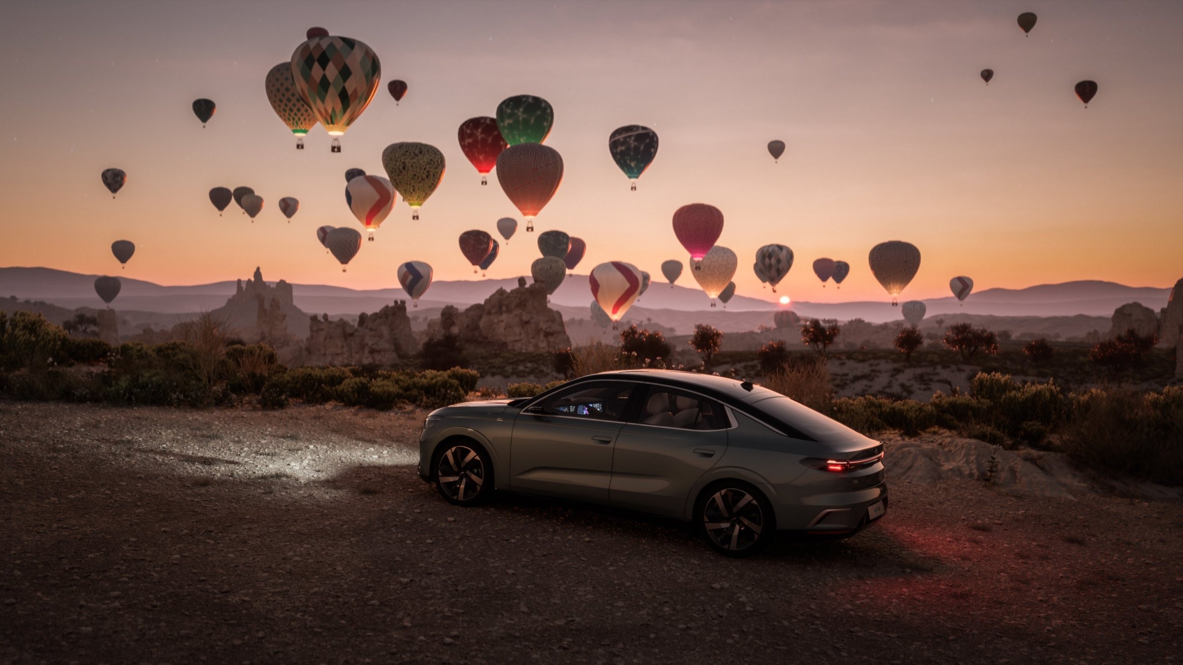 A view of Türkiye&#039;s electric car brand Togg&#039;s new sedan model T10F after its release with its fastback lines, Ankara, Türkiye, Jan. 9, 2024. (AA Photo)