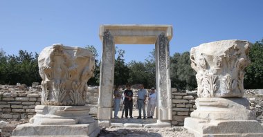 People explore the ruins of the ancient city of Stratonikeia, Muğla, southwestern Türkiye, June 17, 2025. (AA Photo)
