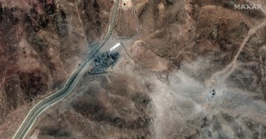 Airstrike craters are seen at the perimeter installation on Iran&#039;s Fordo Fuel Enrichment Plant (FFEP), Qom, Iran, June 24, 2025. (AFP Photo)