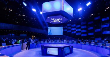 A photo shows a meeting room as local residents living near the World Forum are allowed to visit the summit location following a NATO heads of state and government summit, The Hague, Netherlands, June 25, 2025. (AFP Photo)