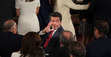 Portuguese far-right party Chega leader Andre Ventura attends the constitutional government swearing-in ceremony at Ajuda Palace, Lisbon, Portugal, June 5, 2025. (AFP Photo)