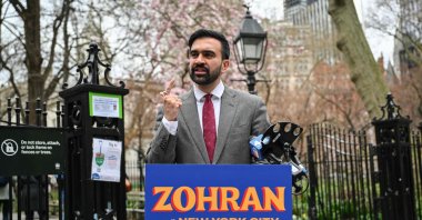 New York City mayoral candidate and Democratic State Representative Zohran Mamdani campaigns in New York City, April 16, 2025. (AFP File Photo)