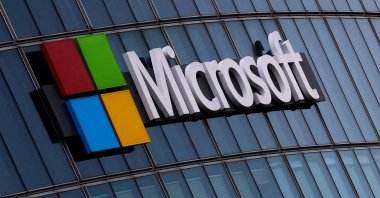 A view shows a Microsoft logo at Microsoft offices in Issy-les-Moulineaux near Paris, France, March 21, 2025. (Reuters Photo)