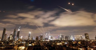 Israeli air defense systems are activated to intercept Iranian missiles over Tel Aviv amid a fresh barrage of Iranian rockets, Israel, June 15, 2025. (AFP Photo)