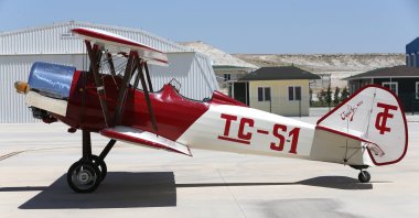 The Vecihi XIV replica, designed to closely match the original 1930 aircraft built by Vecihi Hürkuş, successfully completes its test flights, Eskişehir, Türkiye, June 26, 2025. (AA Photo)