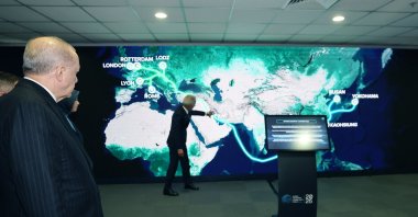 President Recep Tayyip Erdoğan visits an exhibition on transportation on the sidelines of the forum, Istanbul, Türkiye, June 27, 2025. (AA Photo)