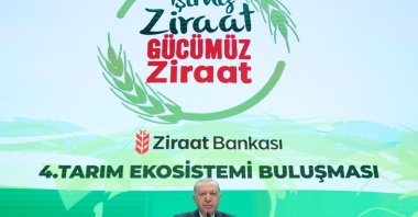 President Recep Tayyip Erdoğan addresses the 4th Agricultural Ecosystem Gathering, Istanbul, Türkiye, June 28, 2025. (DHA Photo)