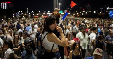 Demonstrators block the road during an anti-government protest demanding snap elections, in Belgrade, Serbia, June 29, 2025. (Reuters Photo)