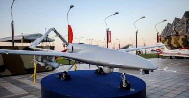A Bayraktar TB2 unmanned combat aerial vehicle (UCAV) is exhibited at Teknofest, Baku, Azerbaijan, May 27, 2022. (Reuters Photo)
