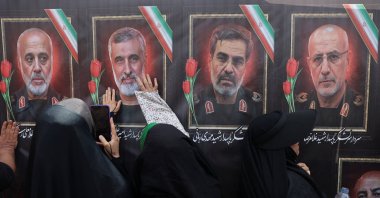 People attend the funeral procession of Iranian military commanders, nuclear scientists and others killed in Israeli strikes, Tehran, Iran, June 28, 2025. (Reuters Photo)