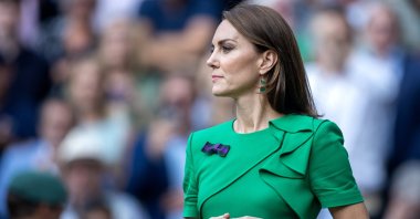 Catherine, princess of Wales, at the trophy presentation after the Gentlemen&#039;s Singles Final match on Centre Court during the Wimbledon Lawn Tennis Championships at the All England Lawn Tennis and Croquet Club, Wimbledon, London, U.K., July 16, 2023. (Getty Images)