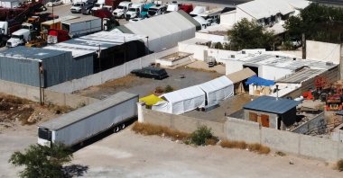 Aerial view showing a crematorium where authorities found 381 corpses embalmed in Ciudad Juarez, Chihuahua state, Mexico, June 29, 2025. (AFP Photo)