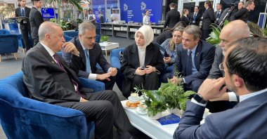 President Recep Tayyip Erdoğan attends a meeting with leaders, including Greek Cypriot administration head Nikos Christodoulides (far right), Budapest, Hungary, Nov. 7, 2024. (Reuters Photo)