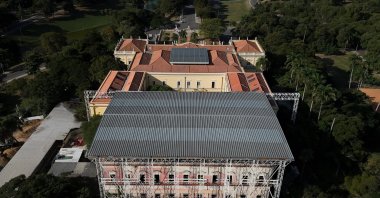 A drone view shows the National Museum of Brazil during its partial reopening with an exhibition, amid its reconstruction after the 2018 fire, Rio de Janeiro, Brazil, June 30, 2025. (Reuters Photo)