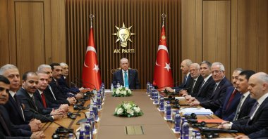 President Recep Tayyip Erdoğan meets with Iraqi Parliament Speaker Mahmoud al-Mashhadani in Ankara, July 1, 2025. (AA Photo)