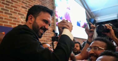 Zohran Mamdani greets a supporter during a watch party for his primary election, which includes his bid to become the Democratic candidate for New York City mayor in the upcoming November 2025 election, New York City, U.S., June 25, 2025. (Reuters Photo)