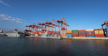 Containers are seen at a port in an undisclosed location in this file photo from June 30, 2025. (DHA Photo)