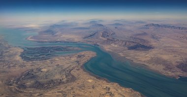 An aerial view of the Iranian shores and the island of Qeshm in the Strait of Hormuz, Dec. 10, 2023. (Reuters Photo)