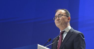 China’s Ambassador to Ankara Jiang Xuebin speaks at a media forum at the Directorate of Communications, Ankara, Türkiye, July 2, 2025 (AA Photo)