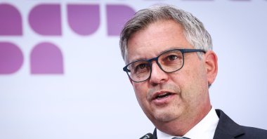 European Commissioner for Home Affairs and Migration Magnus Brunner speaks during a press conference on the launch of the &quot;European Drug Report 2025: Trends and Developments,&quot; Lisbon, Portugal, June 5, 2025. (EPA Photo)