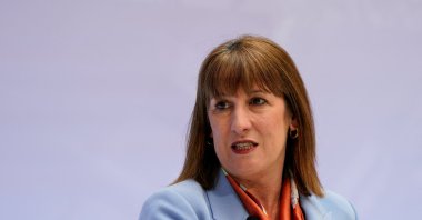 Britain&#039;s Chancellor of the Exchequer Rachel Reeves speaks during a discussion entitled &quot;Debate on the Global Economy: Growth and Resilience in an Uncertain World,&quot; during the 2025 annual IMF/World Bank Spring Meetings in Washington, D.C., U.S., April 24, 2025. (Reuters Photo)