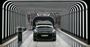 Model Y cars are pictured during the opening ceremony of the new Tesla Gigafactory for electric cars in Gruenheide, Germany, March 22, 2022. (Reuters File Photo)