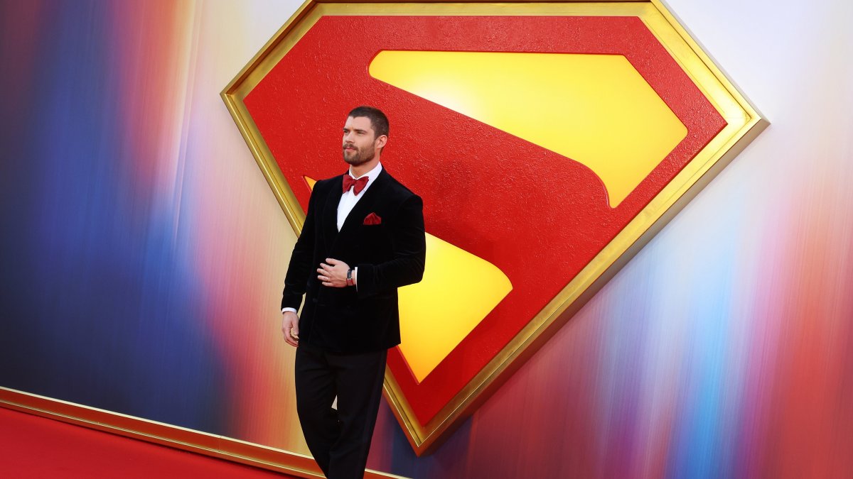 U.S. actor and cast member David Corenswet attends a &quot;Superman&quot; fan event at Leicester Square, London, U.K., July 2, 2025. (EPA Photo)