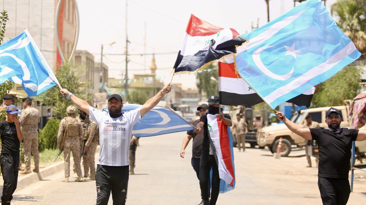 Turkmens protest in Kirkuk province&#039;s Altunköprü district, Iraq, July 3, 2025 (AA Photo)