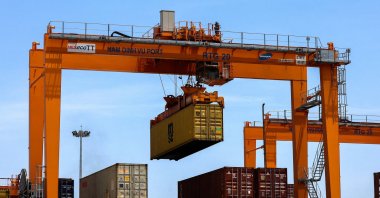 A container is loaded onto a cargo ship while docked at Hai Phong port, Hai Phong, Vietnam, April 16, 2025. (Reuters Photo)