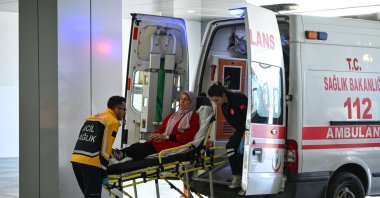 Ambulances arrive at Ankara Esenboğa Airport carrying evacuated Gaza patients and their companions for transfer to a hospital, Ankara, Türkiye, June 3, 2025. (AA Photo)
