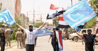 Turkmens protest in Kirkuk province&#039;s Altunköprü district, Iraq, July 3, 2025 (AA Photo)