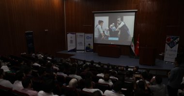 Graduates receive their certificates at the cybersecurity training completion ceremony, Damascus, Syria, July 3, 2025. (AA Photo)