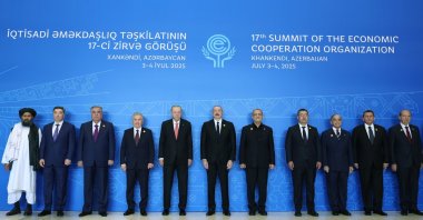 President Recep Tayyip Erdoğan is seen with world leaders during the Economic Cooperation Organisation (ECO) meeting, Stepanakert (Khankendi), Azerbaijan, July 4, 2025. (IHA Photo)