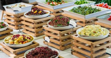 Traditional Turkish mezes served at Lacivert restaurant, Istanbul, Türkiye, June 26, 2025. (Photo by İlker Topdemir)