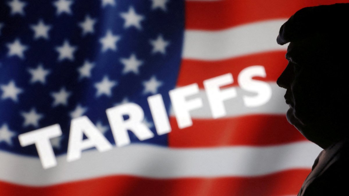A 3D-printed miniature model of U.S. President Donald Trump, a U.S. flag and the word &quot;Tariffs&quot; are seen in this illustration taken on April 2, 2025. (Reuters Photo)