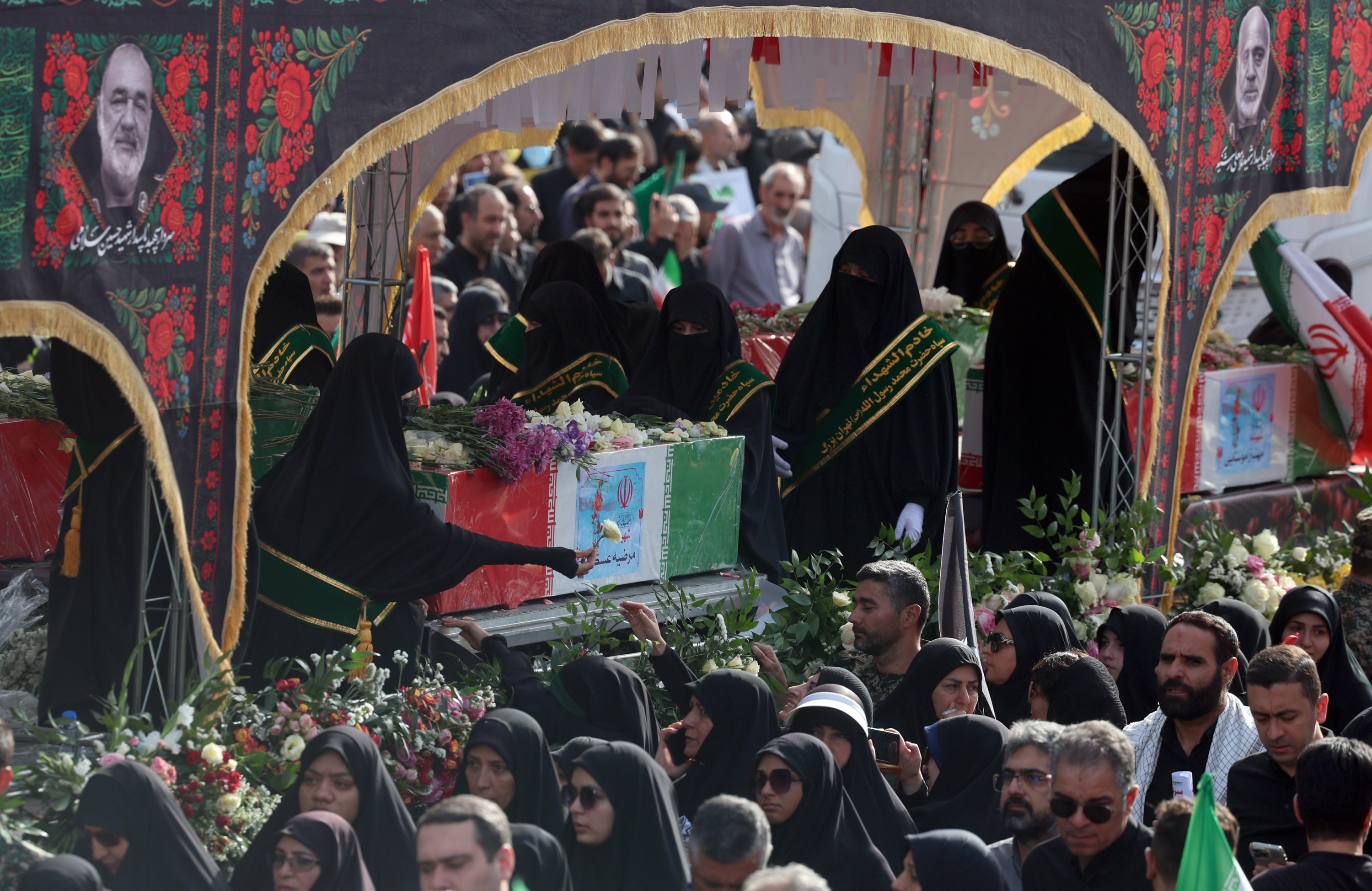 Iranians attend a funeral ceremony for Iranian IRGC generals and scientists who were killed in recent Israeli airstrikes, Tehran, Iran, June 28, 2025. (EPA Photo)