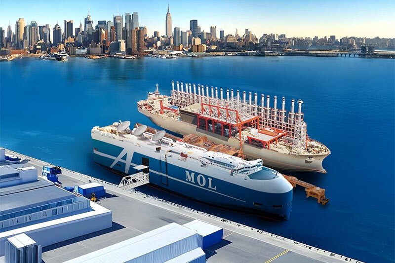 A CG rendering of a power ship and an offshore data center is seen in this image released by Mitsui O.S.K. Lines on July 7, 2025. (Courtesy of Mitsui O.S.K. Lines)