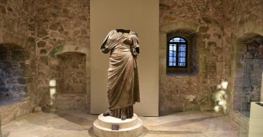 A 2,200-year-old bronze statue of a woman has been unveiled to the public for the first time in Muğla, southwestern Türkiye, July 4, 2025. (AA Photo)