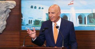 U.S. Ambassador to Türkiye and Special Envoy to Syria Thomas Barrack speaks at a news conference in Baabda, east of Beirut, Lebanon, July 7, 2025. (EPA Photo)