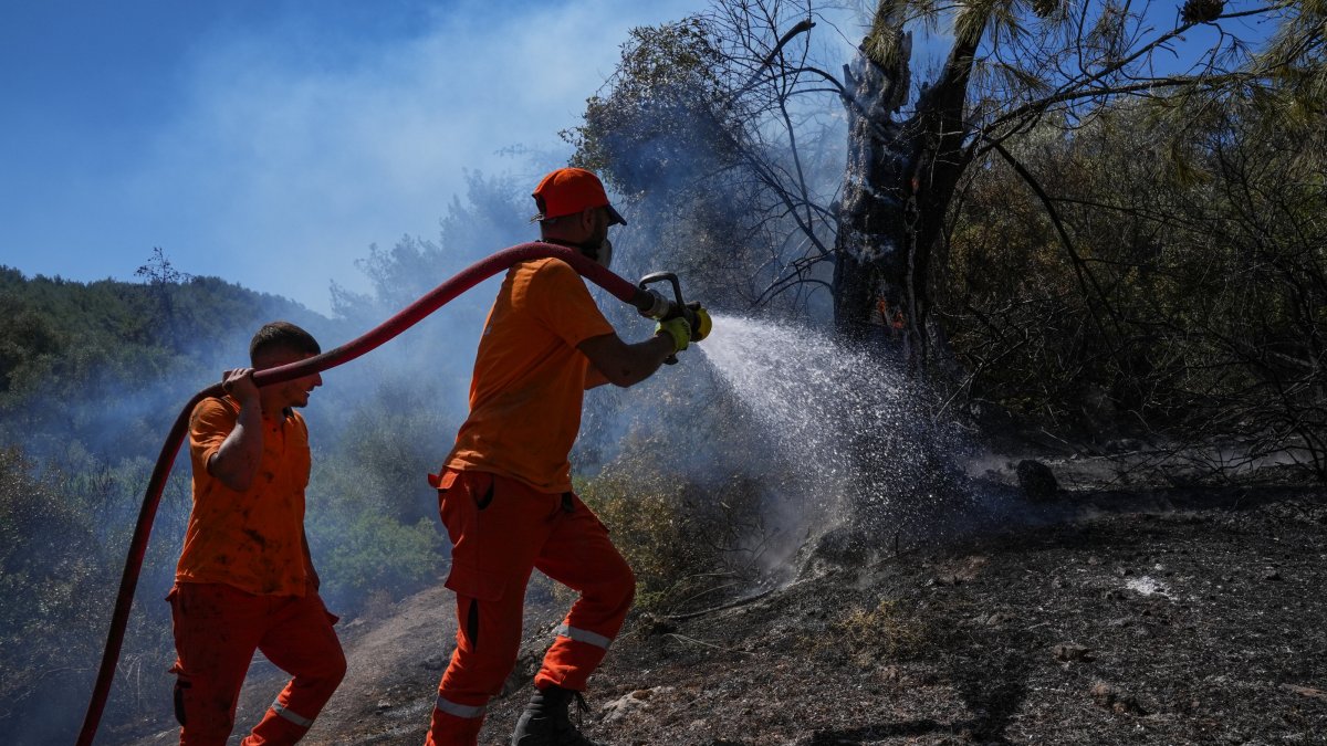 More than 3,000 forest workers fight to control wildfires in Seferihisar and Menderes, Izmir, Türkiye, July 1, 2025. (AA Photo) 