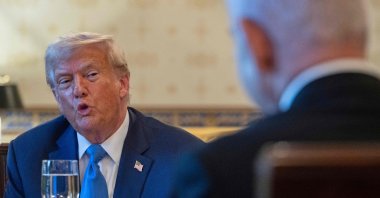 U.S. President Donald Trump meets with Israeli Prime Minister Benjamin Netanyahu (R) in the White House, Washington, D.C., U.S., July 7, 2025. (AFP Photo)